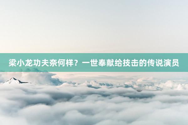 梁小龙功夫奈何样？一世奉献给技击的传说演员