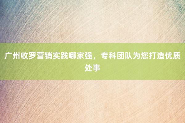 广州收罗营销实践哪家强，专科团队为您打造优质处事